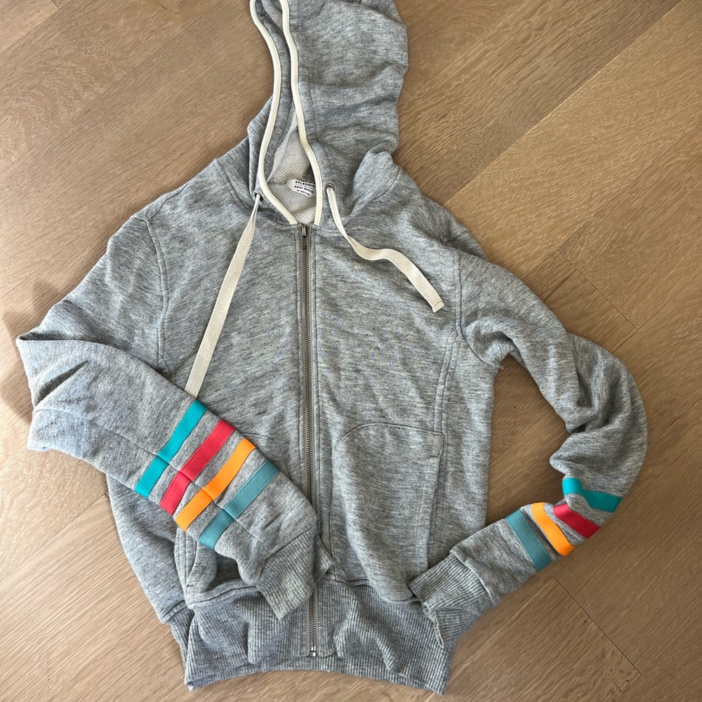 Gray hoodie with stripes